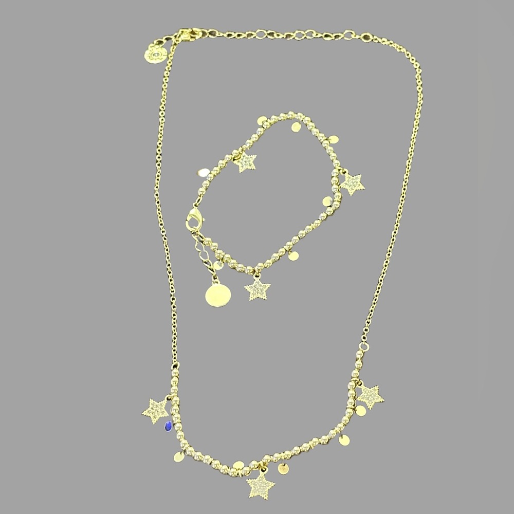 Girls necklace and bracelet‎ set. LMTS Beaded and crystal star design